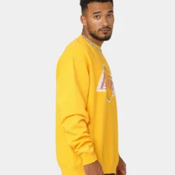 Mitchell & Ness Los Angeles Lakers Vintage Crewneck Faded Yellow -Nuvora Fit Sales 02035975 YY072 mens 0050