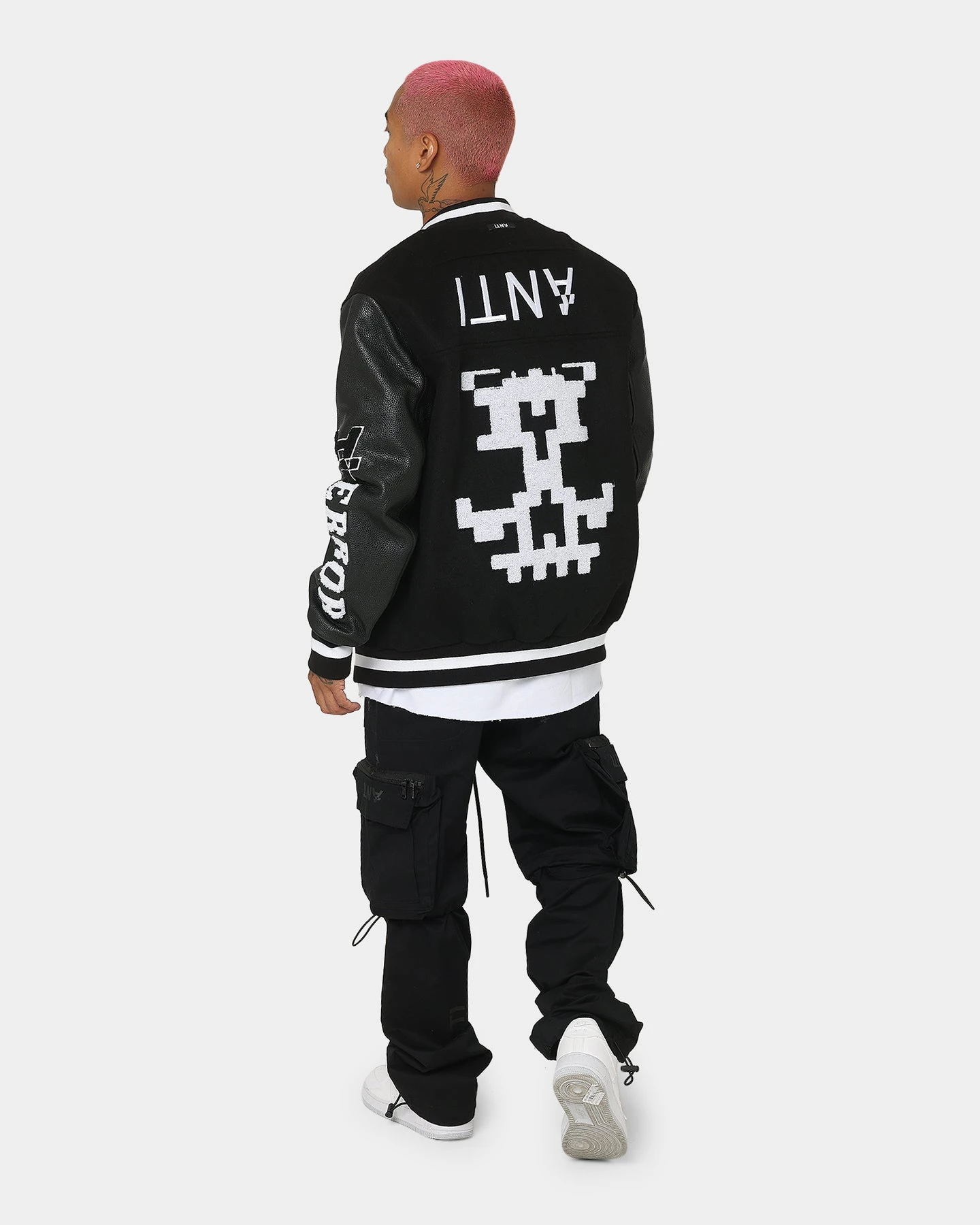 The Anti Order Dead Pixel Leather Varsity Jacket Black/White 4 The Anti Order Dead Pixel Leather Varsity Jacket Black/White - Image 2