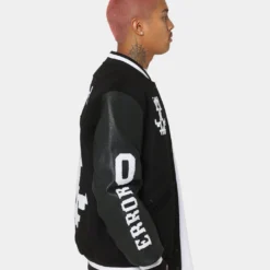The Anti Order Dead Pixel Leather Varsity Jacket Black/White 17 The Anti Order Dead Pixel Leather Varsity Jacket Black/White -Nuvora Fit Sales 02036101 YB012 mens 050