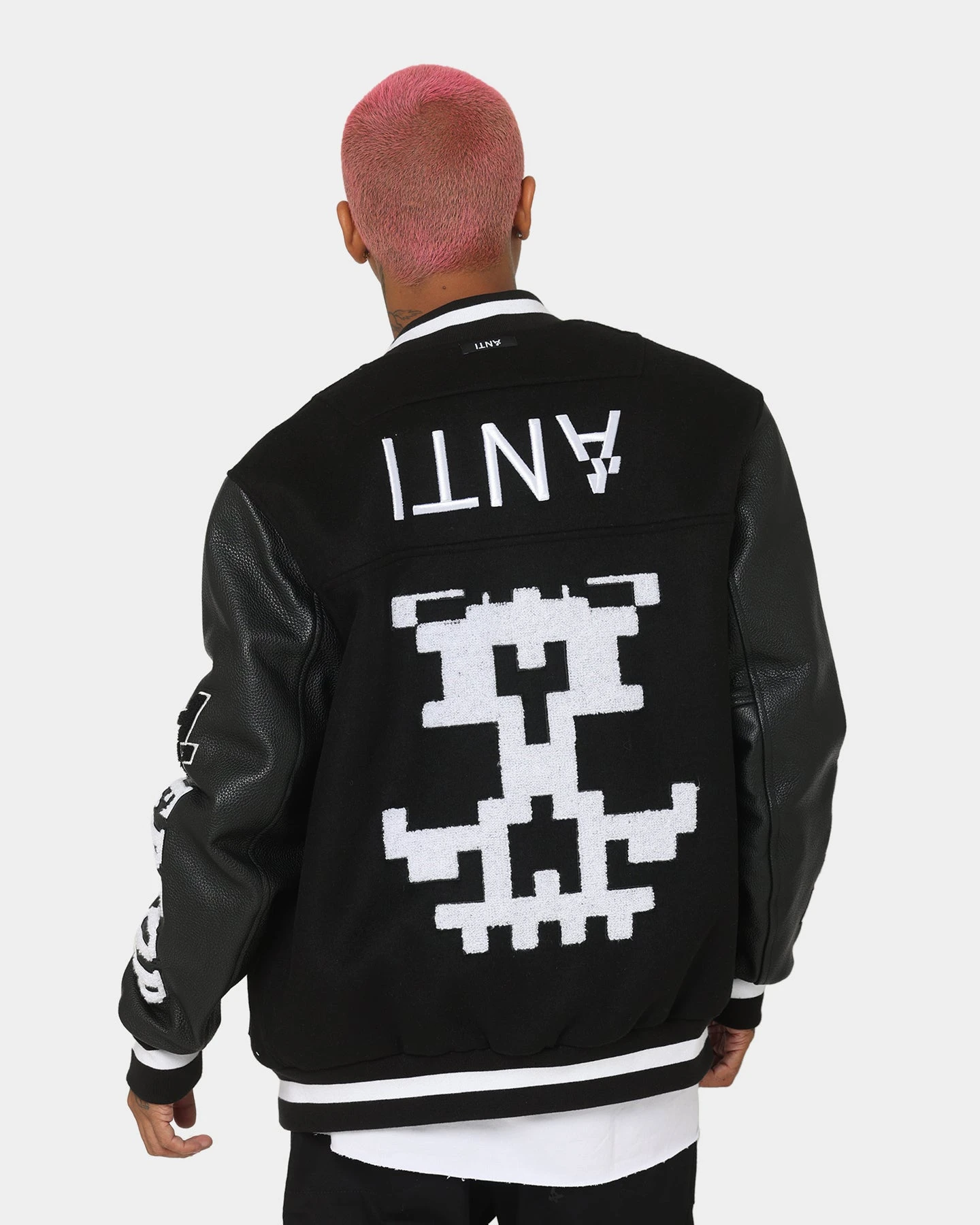The Anti Order Dead Pixel Leather Varsity Jacket Black/White 9 The Anti Order Dead Pixel Leather Varsity Jacket Black/White - Image 7