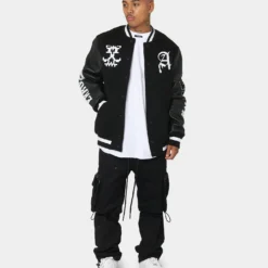 The Anti Order Dead Pixel Leather Varsity Jacket Black/White 20 The Anti Order Dead Pixel Leather Varsity Jacket Black/White -Nuvora Fit Sales 02036101 YB012 mens 080