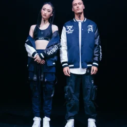 The Anti Order Dead Pixel Leather Varsity Jacket Jacket Navy/Black -Nuvora Fit Sales 02036101 YN208 mens 0005