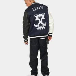 The Anti Order Dead Pixel Leather Varsity Jacket Jacket Navy/Black -Nuvora Fit Sales 02036101 YN208 mens 0020