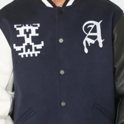 The Anti Order Dead Pixel Leather Varsity Jacket Jacket Navy/Black -Nuvora Fit Sales 02036101 YN208 mens 0030