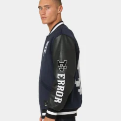 The Anti Order Dead Pixel Leather Varsity Jacket Jacket Navy/Black -Nuvora Fit Sales 02036101 YN208 mens 0060