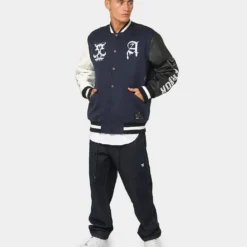 The Anti Order Dead Pixel Leather Varsity Jacket Jacket Navy/Black -Nuvora Fit Sales 02036101 YN208 mens 0080
