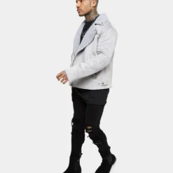 Saint Morta Deathproof Imperial Sherpa Biker Jackett Light Grey -Nuvora Fit Sales 02036166 YL210 mens 080