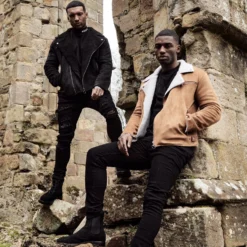 Saint Morta Imperial Sherpa Biker Jacket Tan/Cream -Nuvora Fit Sales 02036166 YT899 mens 008