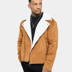 Saint Morta Imperial Sherpa Biker Jacket Tan/Cream -Nuvora Fit Sales 02036166 YT899 mens 010