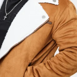 Saint Morta Imperial Sherpa Biker Jacket Tan/Cream -Nuvora Fit Sales 02036166 YT899 mens 070