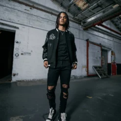 Saint Morta Graveyard Varsity Jacket Black/White -Nuvora Fit Sales 02036170 YB012 mens 0007 3eca24be 52c5 4e2f 84e7 61a69d8f21eb