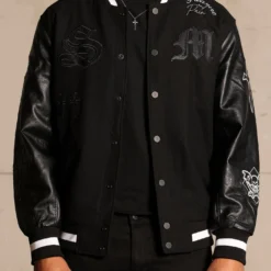 Saint Morta Graveyard Varsity Jacket Black/White -Nuvora Fit Sales 02036170 YB012 mens 0040