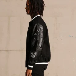 Saint Morta Graveyard Varsity Jacket Black/White -Nuvora Fit Sales 02036170 YB012 mens 0070