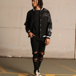 Saint Morta Graveyard Varsity Jacket Black/White -Nuvora Fit Sales 02036170 YB012 mens 0080