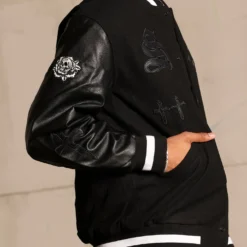 Saint Morta Graveyard Varsity Jacket Black/White -Nuvora Fit Sales 02036170 YB012 mens 0090