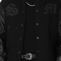 Saint Morta Graveyard Varsity Jacket Black/Black -Nuvora Fit Sales 02036170 YB015 mens 040