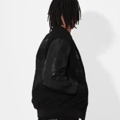 Saint Morta Graveyard Varsity Jacket Black/Black -Nuvora Fit Sales 02036170 YB015 mens 060