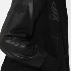 Saint Morta Graveyard Varsity Jacket Black/Black -Nuvora Fit Sales 02036170 YB015 mens 090