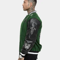 Saint Morta Graveyard Varsity Jacket Dark Green/Black 18 Saint Morta Graveyard Varsity Jacket Dark Green/Black -Nuvora Fit Sales 02036170 YD011 mens 00040