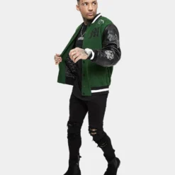 Saint Morta Graveyard Varsity Jacket Dark Green/Black 21 Saint Morta Graveyard Varsity Jacket Dark Green/Black -Nuvora Fit Sales 02036170 YD011 mens 00090