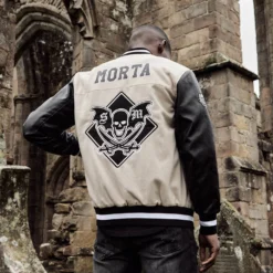Saint Morta Graveyard Varsity Jacket Stone/Black