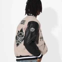 Saint Morta Graveyard Varsity Jacket Stone/Black -Nuvora Fit Sales 02036170 YS587 mens 0060