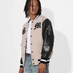 Saint Morta Graveyard Varsity Jacket Stone/Black -Nuvora Fit Sales 02036170 YS587 mens 0070