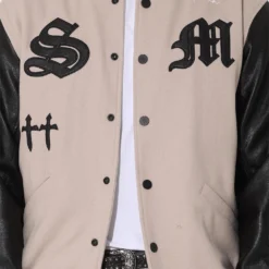 Saint Morta Graveyard Varsity Jacket Stone/Black -Nuvora Fit Sales 02036170 YS587 mens 040
