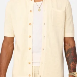 XXIII Zyair Knit Rib Button Up Shirt Cream 13 XXIII Zyair Knit Rib Button Up Shirt Cream -Nuvora Fit Sales 02036262 YC600 mens 00030