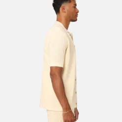 XXIII Zyair Knit Rib Button Up Shirt Cream 15 XXIII Zyair Knit Rib Button Up Shirt Cream -Nuvora Fit Sales 02036262 YC600 mens 00050