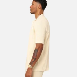 XXIII Zyair Knit Rib Button Up Shirt Cream 16 XXIII Zyair Knit Rib Button Up Shirt Cream -Nuvora Fit Sales 02036262 YC600 mens 00060