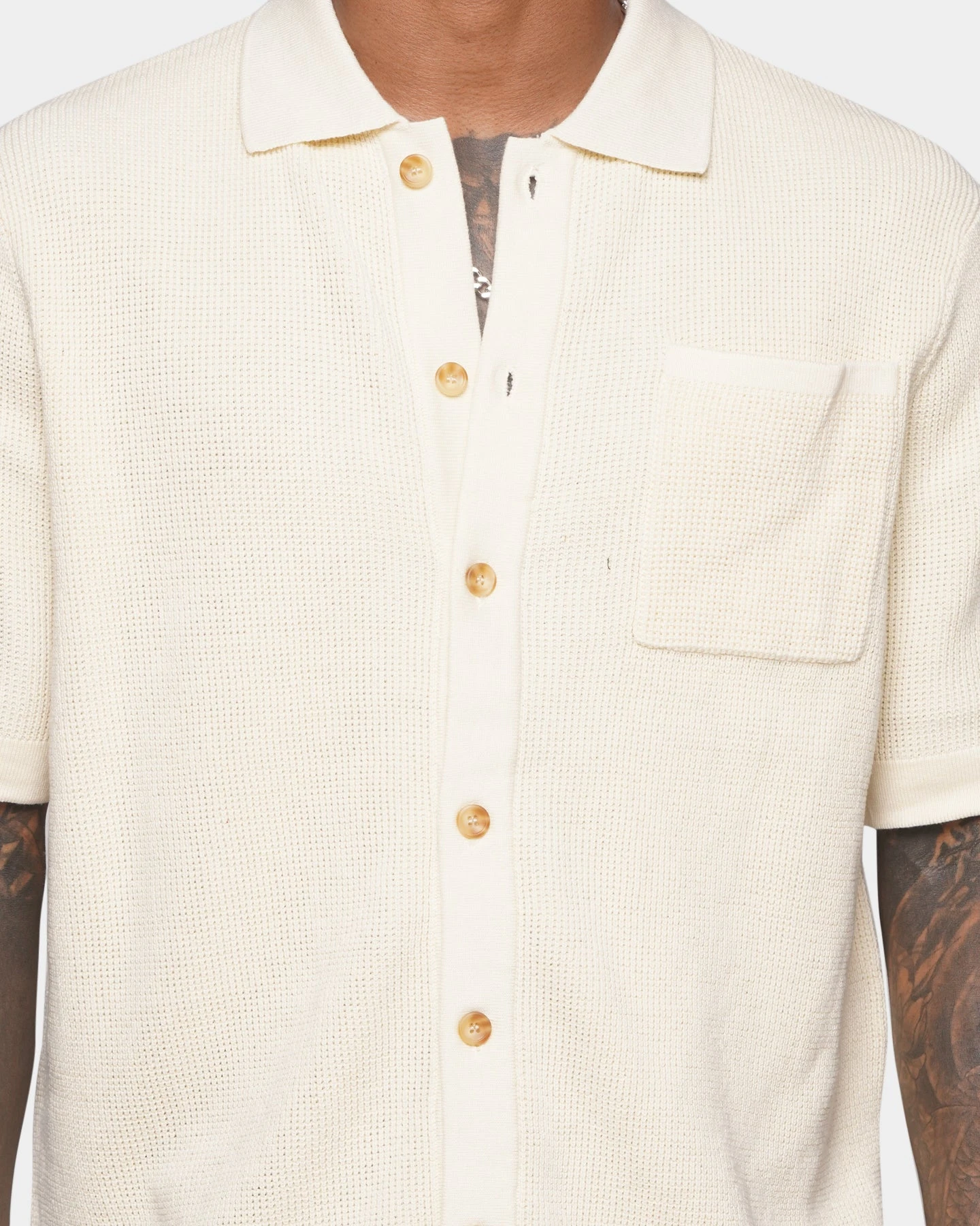 XXIII Zyair Knit Rib Button Up Shirt Cream 10 XXIII Zyair Knit Rib Button Up Shirt Cream - Image 8