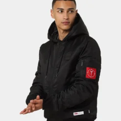 Carre Ultilitaire Hooded Bomber Jacket Black