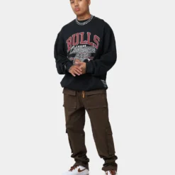 Mitchell & Ness Chicago Bulls Hoop Crewneck Faded Black -Nuvora Fit Sales 02036531 YB554 mens 0030