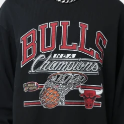Mitchell & Ness Chicago Bulls Hoop Crewneck Faded Black -Nuvora Fit Sales 02036531 YB554 mens 0040