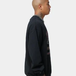 Mitchell & Ness Chicago Bulls Hoop Crewneck Faded Black -Nuvora Fit Sales 02036531 YB554 mens 0060