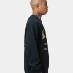 Mitchell & Ness Los Angeles Lakers Hoop Crew Crewneck Faded Black -Nuvora Fit Sales 02036532 YB554 mens 0050