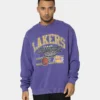 Mitchell & Ness Los Angeles Lakers Hoop Crew Crewneck Faded Purple -Nuvora Fit Sales 02036532 YF432 mens 0010