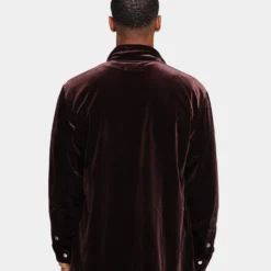 XXIII Uzair Velour Button Up Shirt Chocolate 11 XXIII Uzair Velour Button Up Shirt Chocolate -Nuvora Fit Sales 02036794 YC360 mens 0050