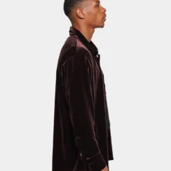 XXIII Uzair Velour Button Up Shirt Chocolate 12 XXIII Uzair Velour Button Up Shirt Chocolate -Nuvora Fit Sales 02036794 YC360 mens 0060
