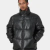 Carré Paris Leather Wave Puffer Jacket Black -Nuvora Fit Sales 02036858 YB001 mens 0010