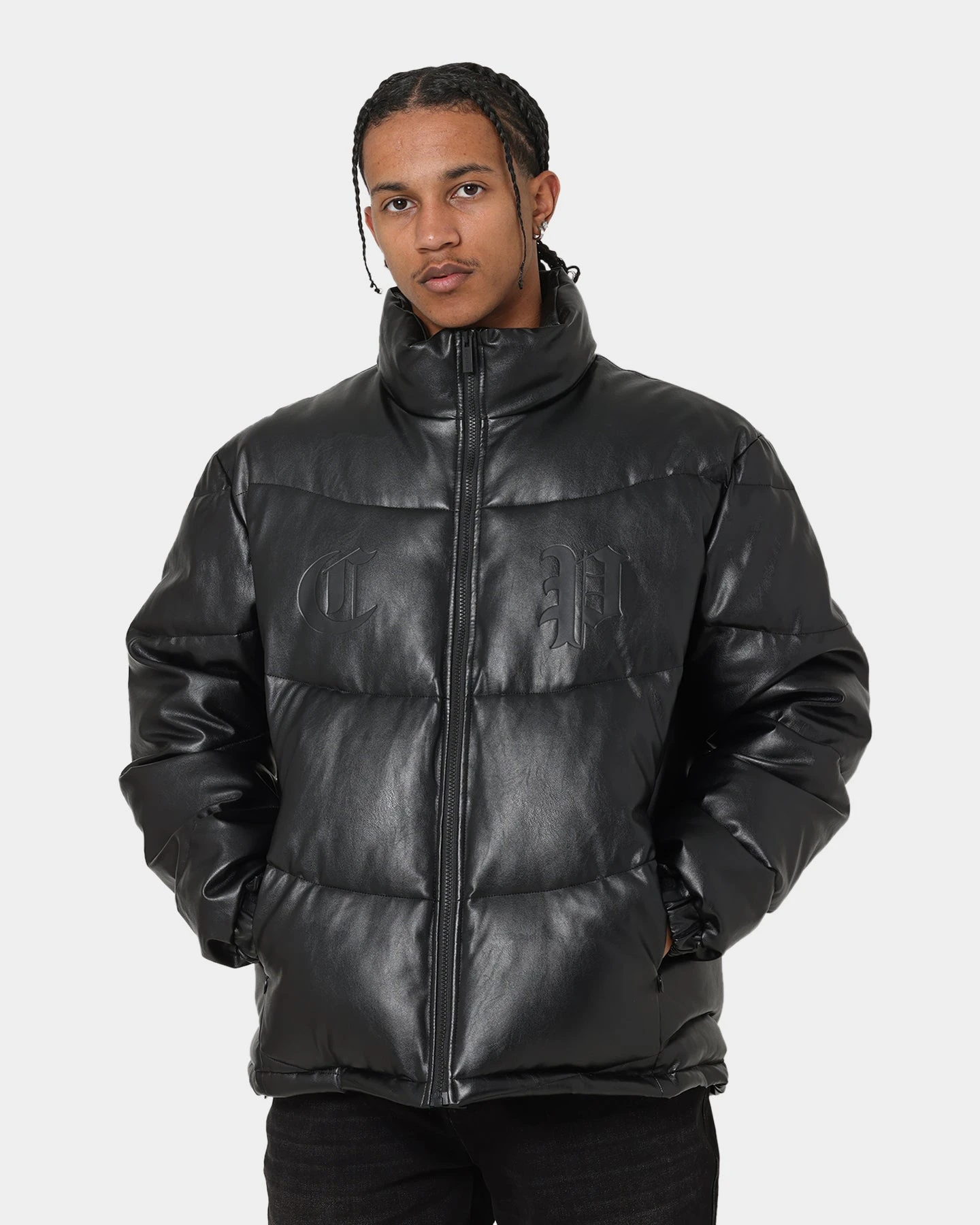 Carré Paris Leather Wave Puffer Jacket Black 3 Carré Paris Leather Wave Puffer Jacket Black
