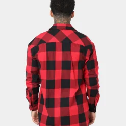 Saint Morta Checks Flannel Shirt Black/Red -Nuvora Fit Sales 02036964 YB004 mens 004
