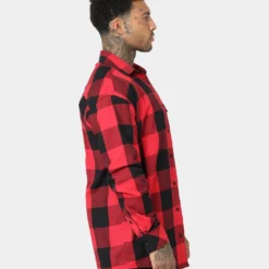 Saint Morta Checks Flannel Shirt Black/Red -Nuvora Fit Sales 02036964 YB004 mens 005