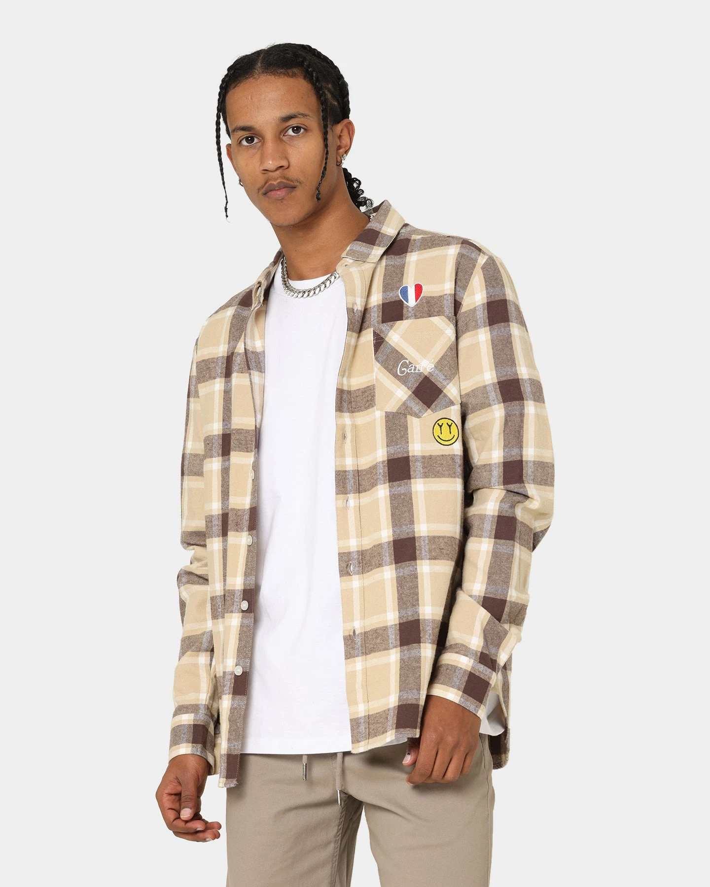Carré Revolutionnaires Flannel Shirt Stone 3 Carré Revolutionnaires Flannel Shirt Stone