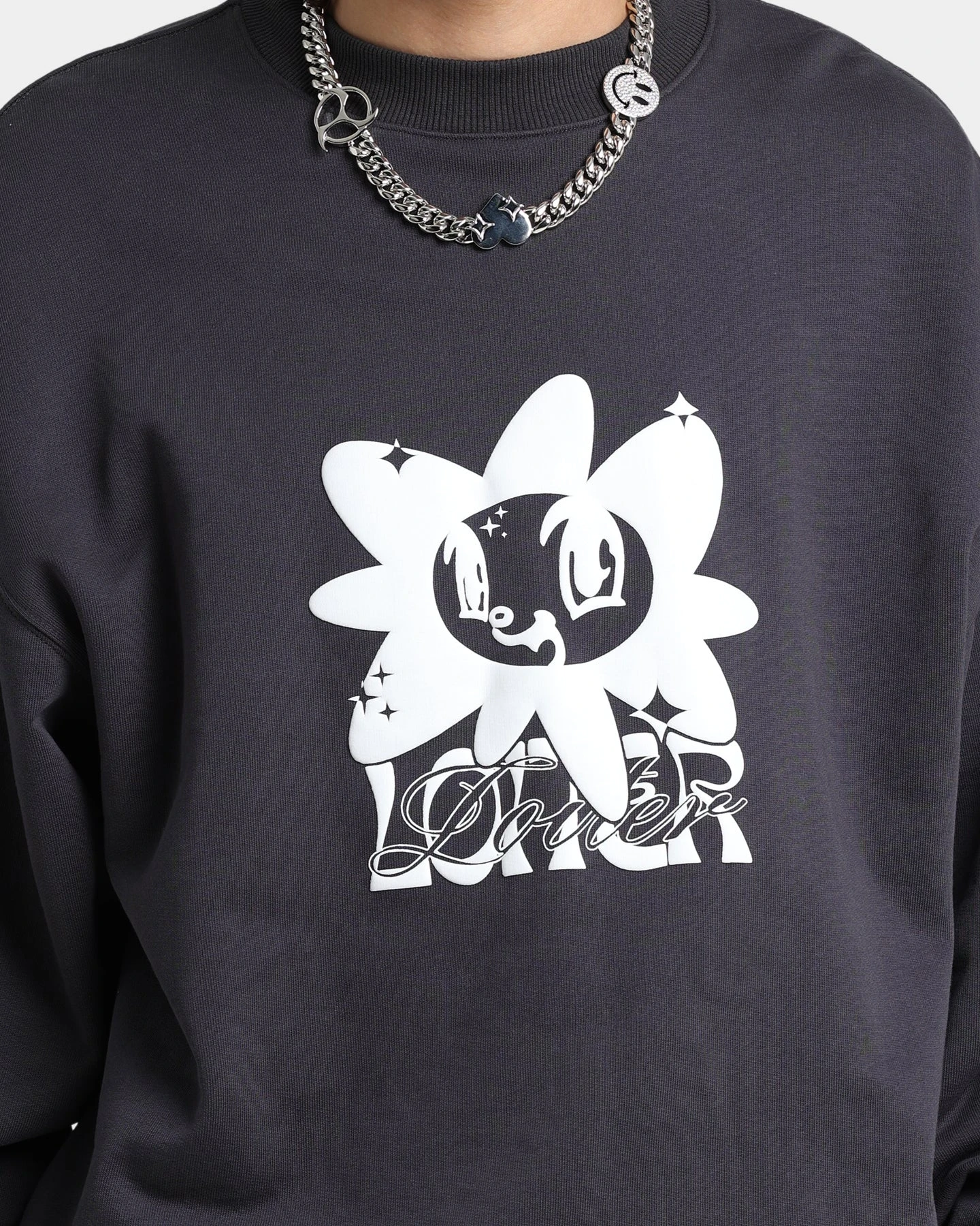 Loiter Utopia Fleur Crewneck Charcoal 6 Loiter Utopia Fleur Crewneck Charcoal - Image 4