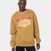 Mitchell & Ness Los Angeles Lakers 3-Peat Crewneck Bone Brown -Nuvora Fit Sales 02037999 YB1007 mens 0010