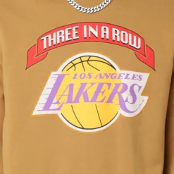 Mitchell & Ness Los Angeles Lakers 3-Peat Crewneck Bone Brown -Nuvora Fit Sales 02037999 YB1007 mens 0030