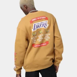 Mitchell & Ness Los Angeles Lakers 3-Peat Crewneck Bone Brown -Nuvora Fit Sales 02037999 YB1007 mens 0070