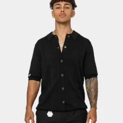 404 Cable Knit Button Up Black 15 404 Cable Knit Button Up Black -Nuvora Fit Sales 02038549 YB001 mens 050